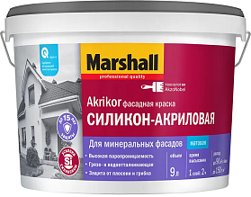 Краска Marshall Akrikor Фасадная силикон-акриловая матовая BW (9л)